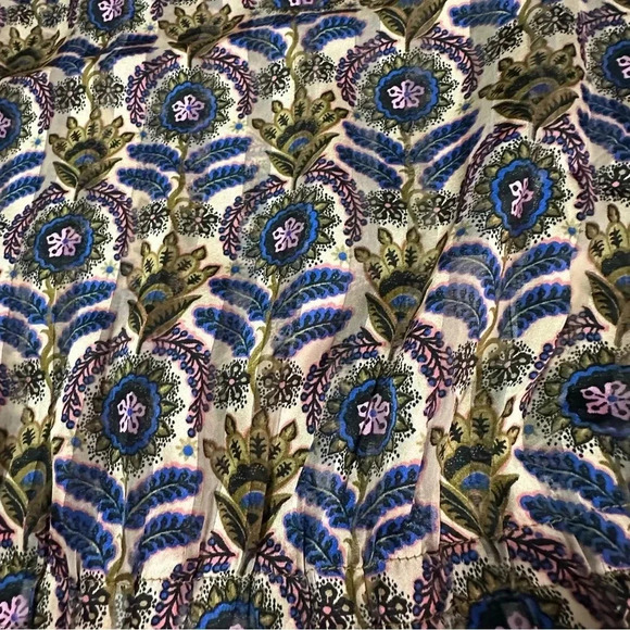 SCOTCH & SODA Ruffle Top Beautiful Floral Blue Pink Black Gold Size Large - Picture 13 of 15